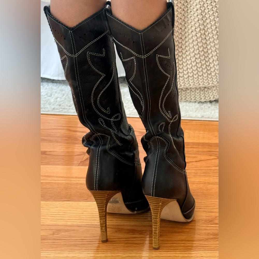 Aldo - Women’s Western Leather Heeled Boots with Stitch Detail - Picture 5 of 7